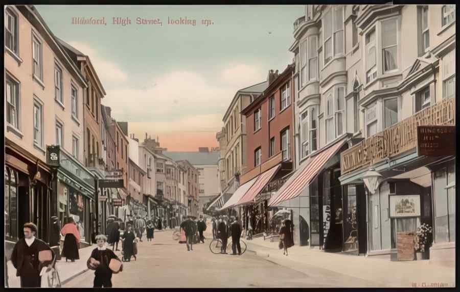 High Street Road Uk Edv20140 Vintage A4 Photo Print