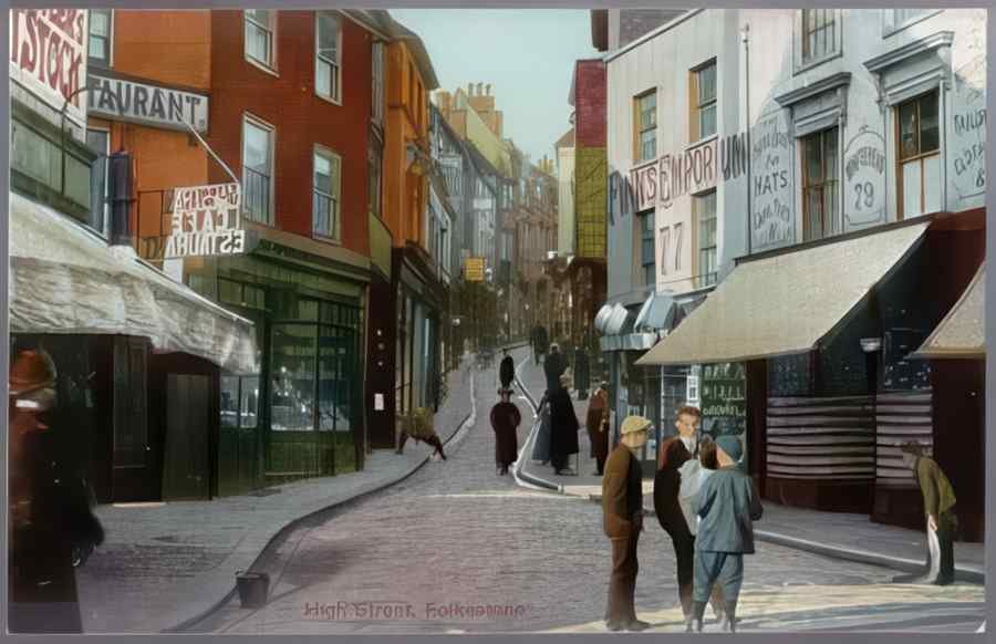 High Street Road Uk Eke19010 Vintage A4 Photo Print