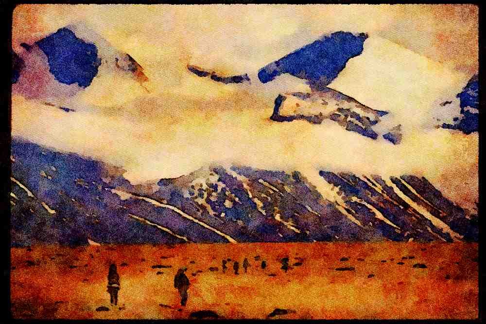 Hiking 267023 Owl River Valley, Auyuittug A4 Limited Edition Watercolour Print