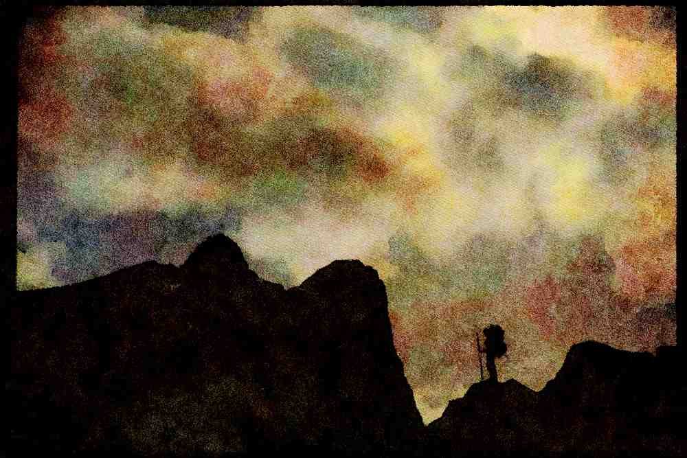 Hiking 267028 Hiker, Auyuittug A4 Limited Edition Watercolour Print