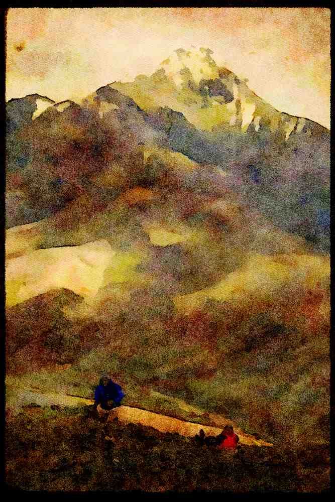 Hiking 267054 Alpine Camp, Yukon A4 Limited Edition Watercolour Print