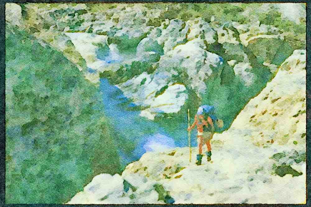 Hiking 267079 Waterfall, Kluane, Yukon A4 Limited Edition Watercolour Print