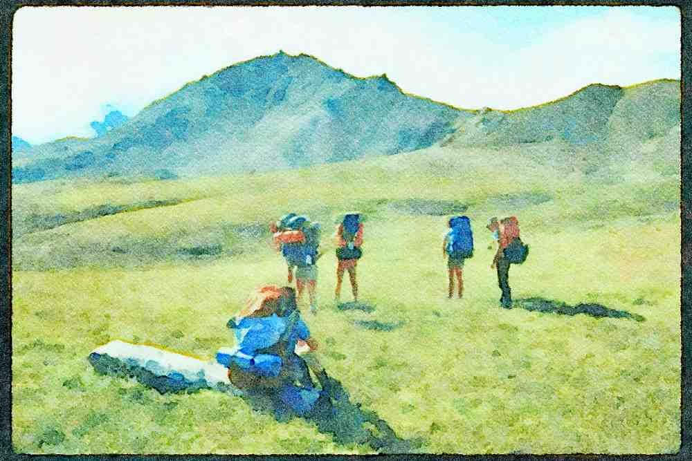 Hiking 267089 Hoge Pass, Yukon A4 Limited Edition Watercolour Print
