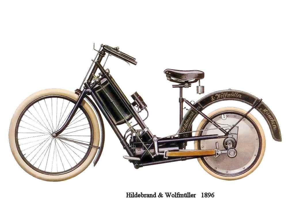 Hildebrand Wolfmuller 1896 motorbike A4 Photo Print