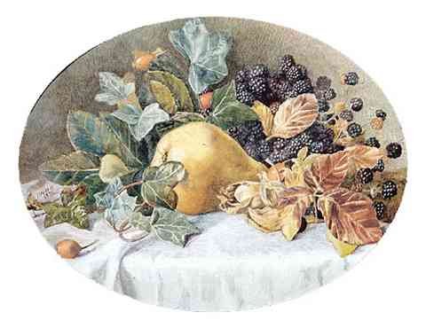 Hill John William Still Life With Fruit A4 Photo Print