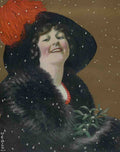 Hill William Ely 1887 1962 Puck 1911 Lady with mistletoe A4 Photo Print
