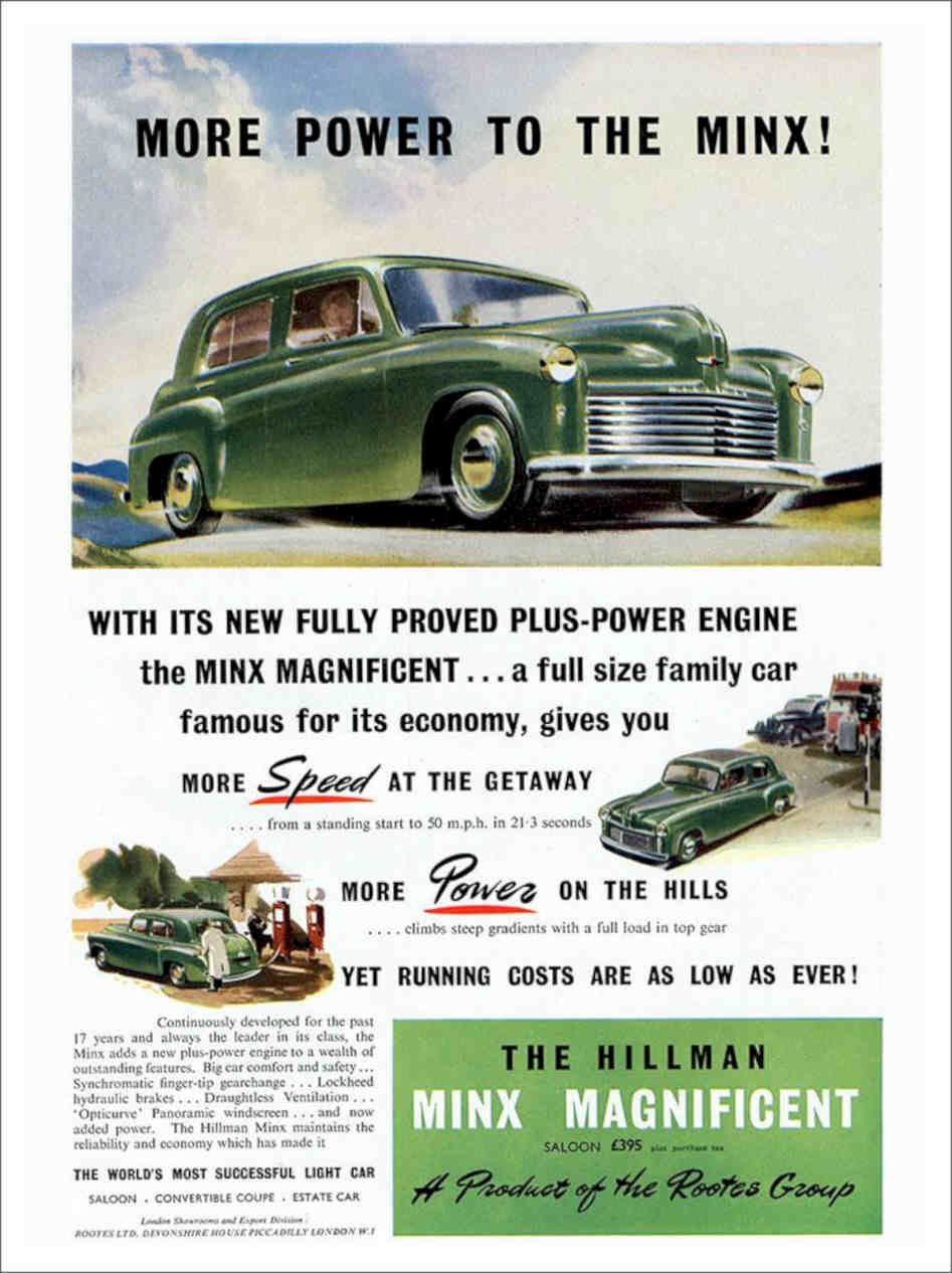 Hillman Minx Car Advert 1940s Vintage Retro Advert Poster A4 Photo Print