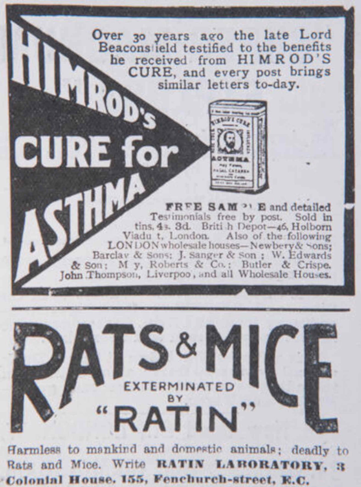 Himrod Ratin Cure Vintage Retro Advert Poster A4 Photo Print