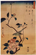 Hiroshige camellia and bush warbler 1844 Art A4 Photo Print