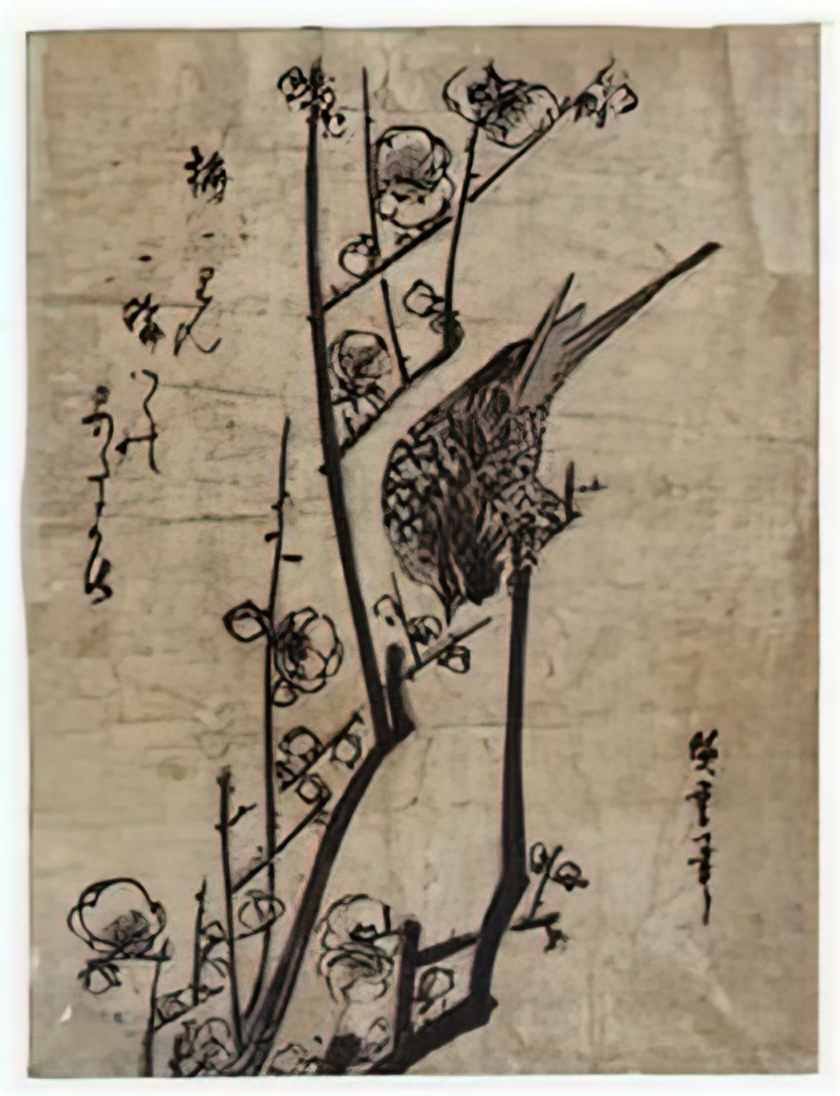 Hiroshige plum blossom and bush warbler 1838 Art A4 Photo Print