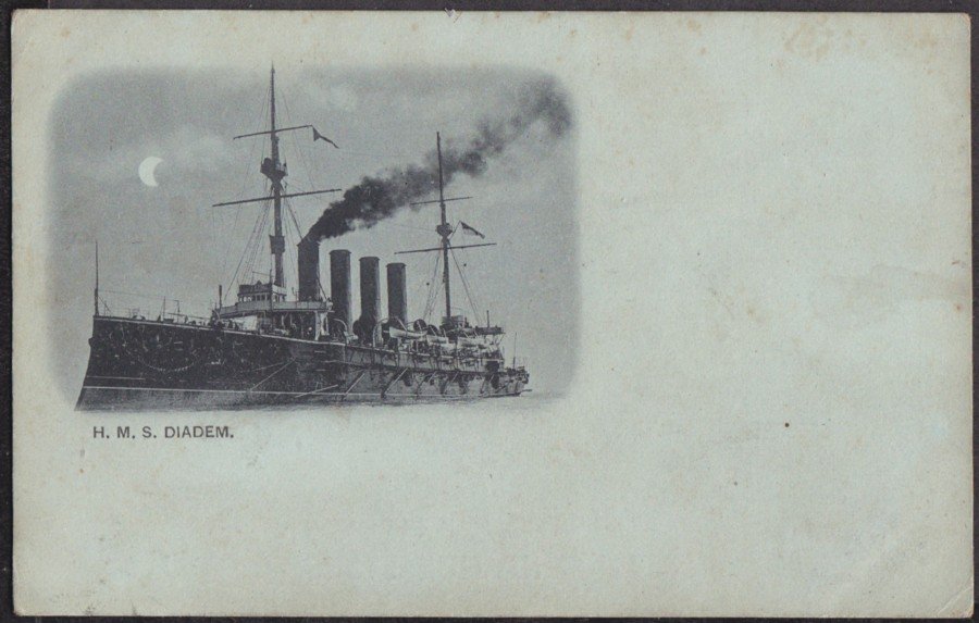 Hms Diadem 4 Funnels C1899 Vintage A4 Photo Print