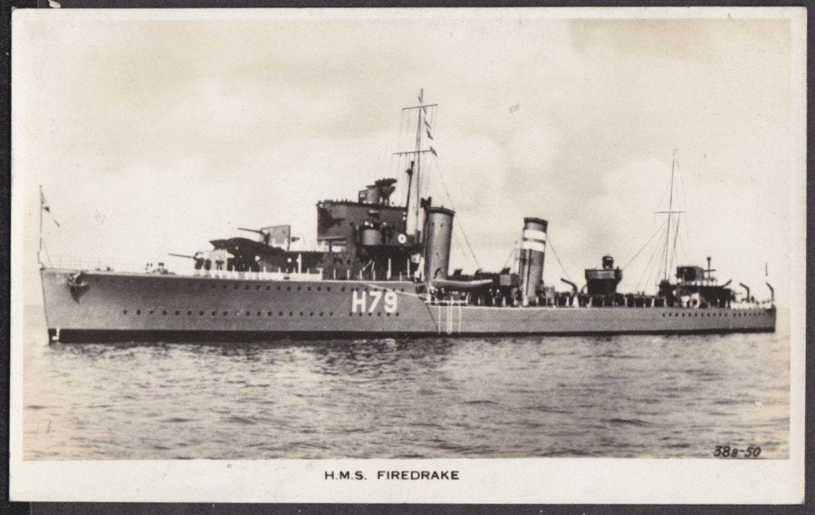 Hms Firedrake At Sea Vintage A4 Photo Print