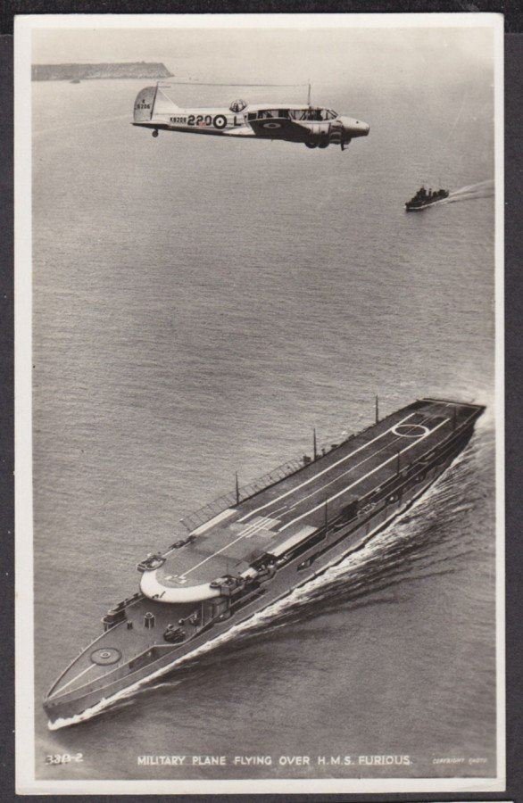 Hms Furious At Sea Military Plane Overhead Vintage A4 Photo Print