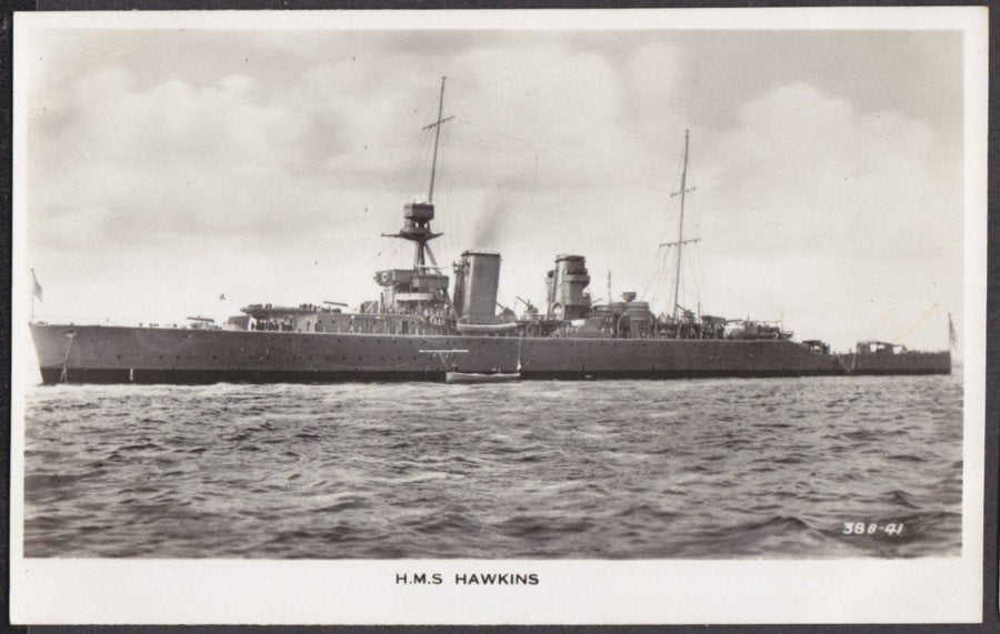 Hms Hawkins At Sea Vintage A4 Photo Print