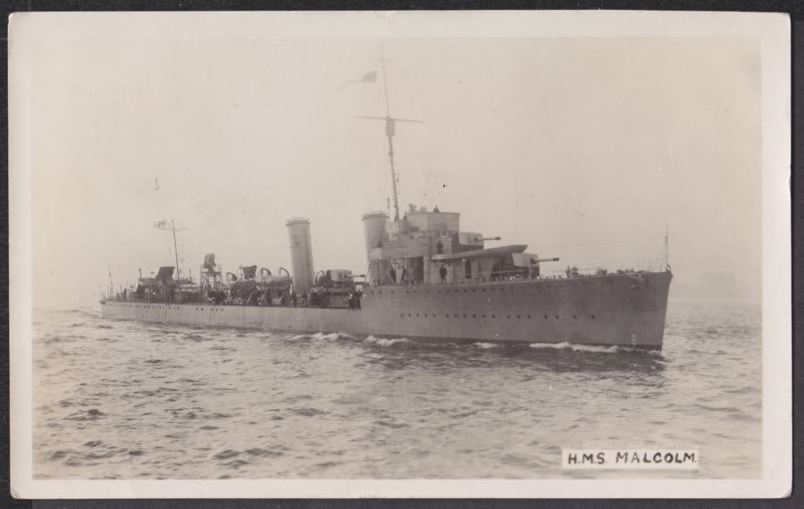 Hms Malcolm At Sea Sent To Malta Valletta Vintage A4 Photo Print