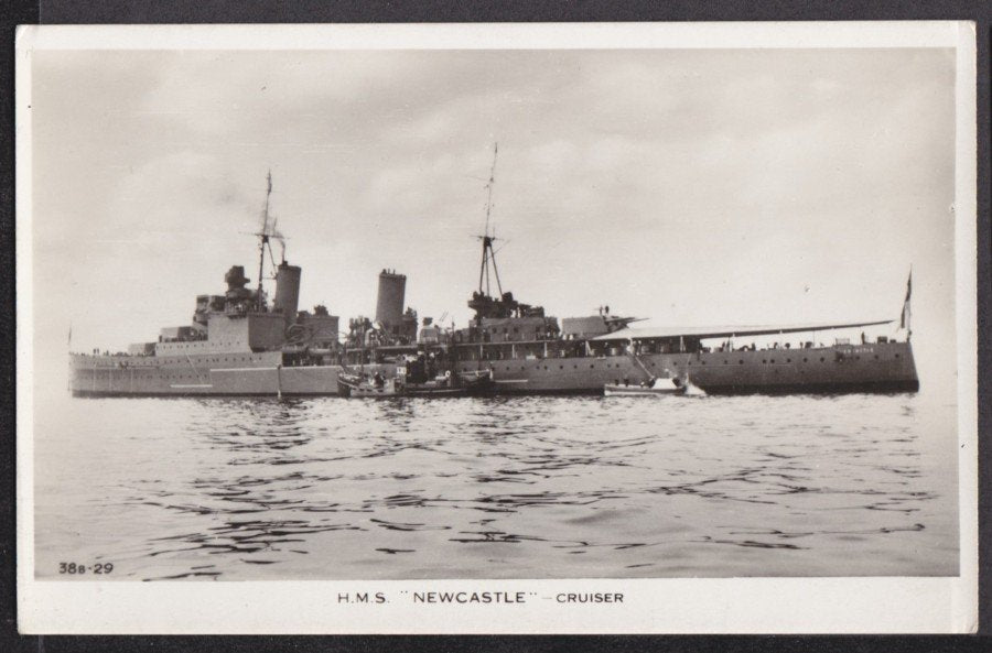 Hms Newcastle Cruiser At Sea Vintage A4 Photo Print