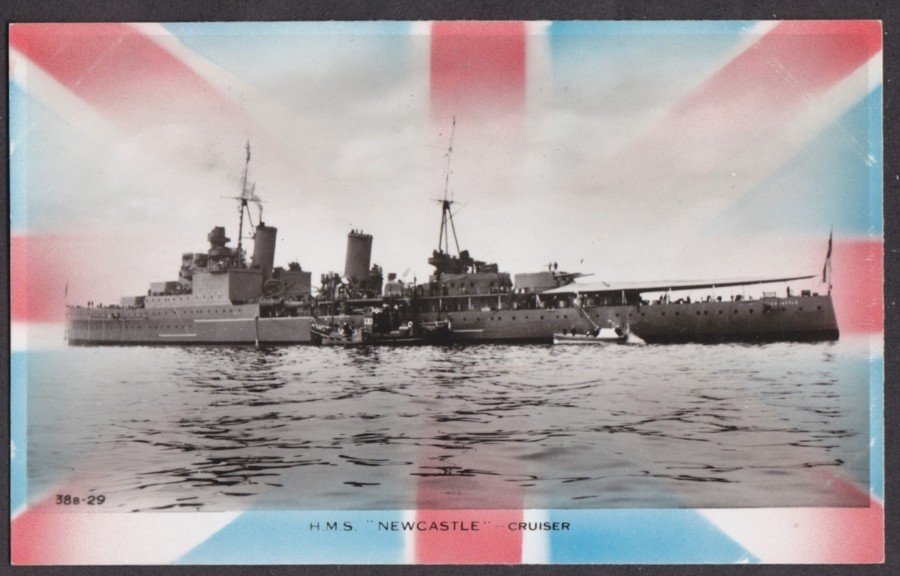 Hms Newcastle Over Unon Jack Flag Vintage A4 Photo Print