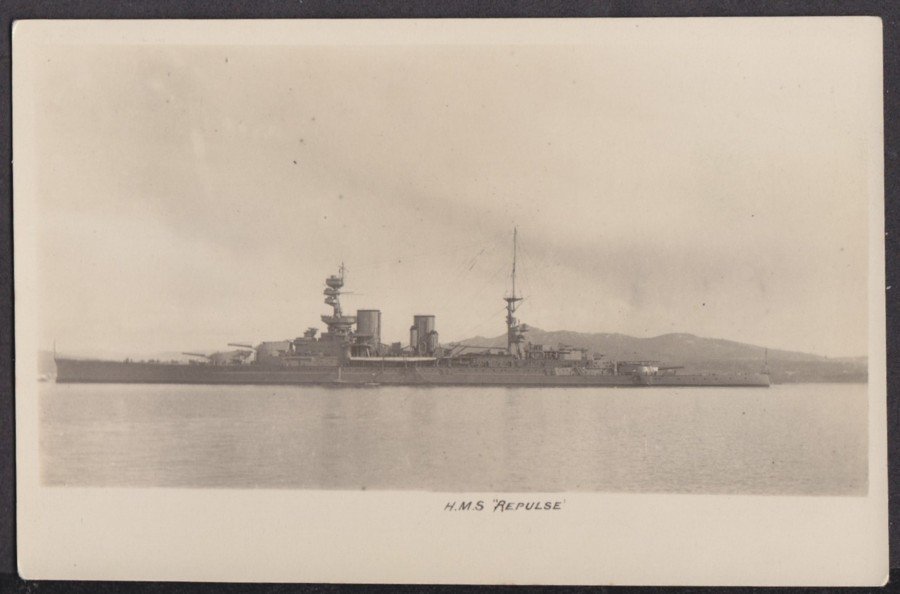 Hms Repulse At Sea Vintage A4 Photo Print