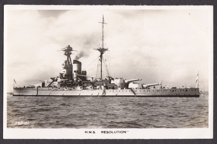 Hms Resolution At Sea Vintage A4 Photo Print