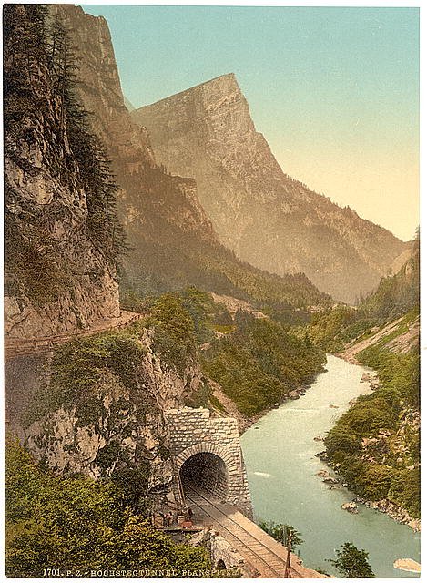 Hochstegtunnel and Planspitze Vintage A4 Photo Print
