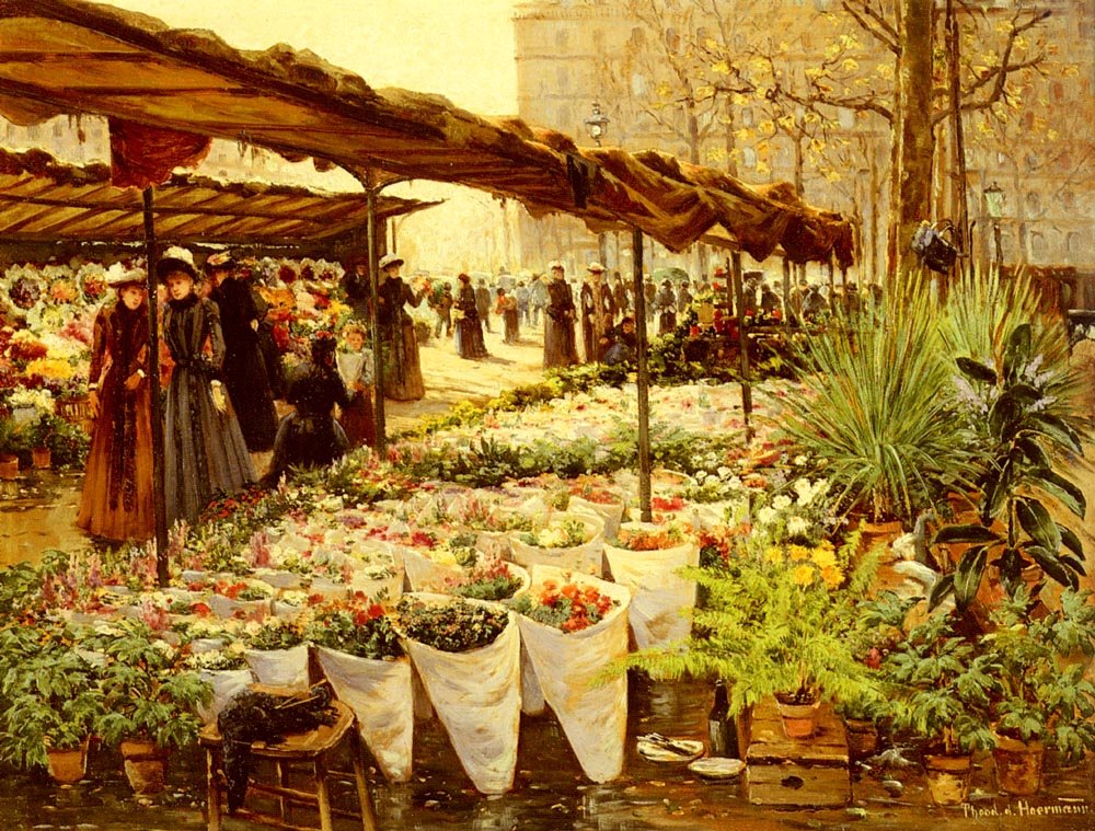Hoermann Theodore von Marche Aux Fleurs A La Madeleine Art A4 Photo Print