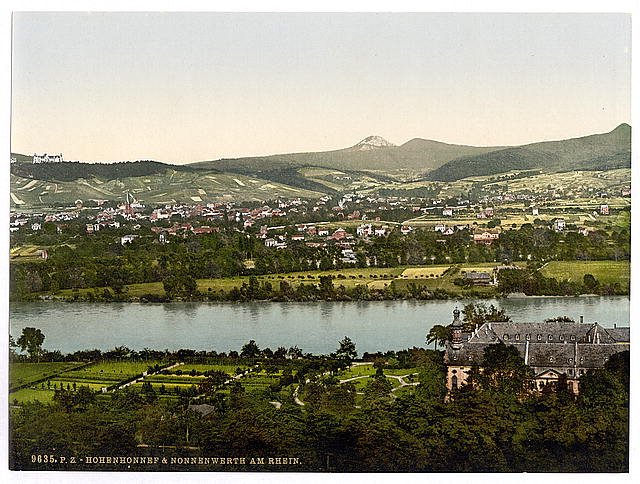 Hohenhonnef and Nonnenwerth the Rhine Vintage A4 Photo Print