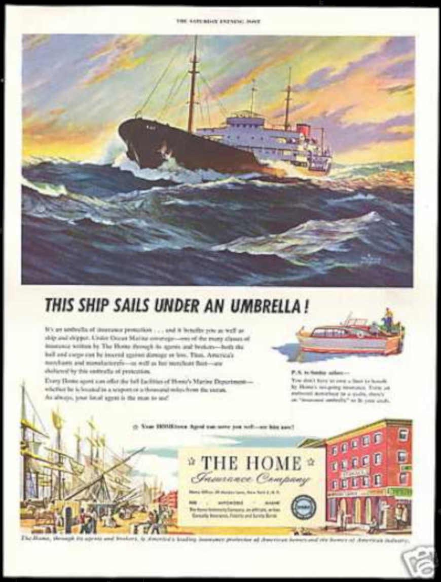 Home Insurance Ship Vintage Retro Advert Ads A4 Photo Print