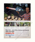 Homelite Xl Chainsaw Vintage Retro Advert Poster A4 Photo Print