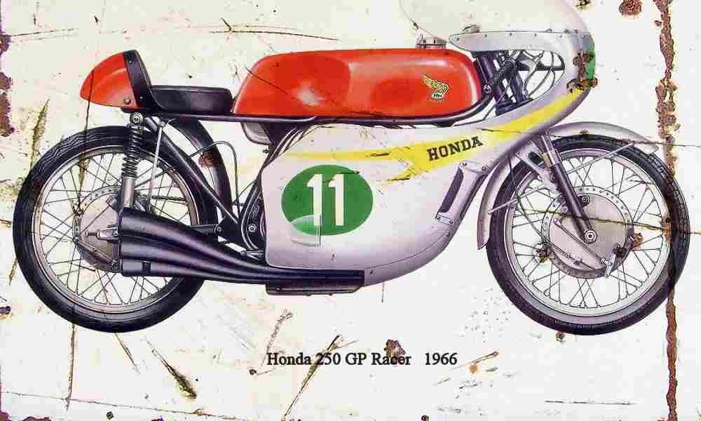 Honda 250 GP Racer 1966 Aged Vintage A4 Photo Print