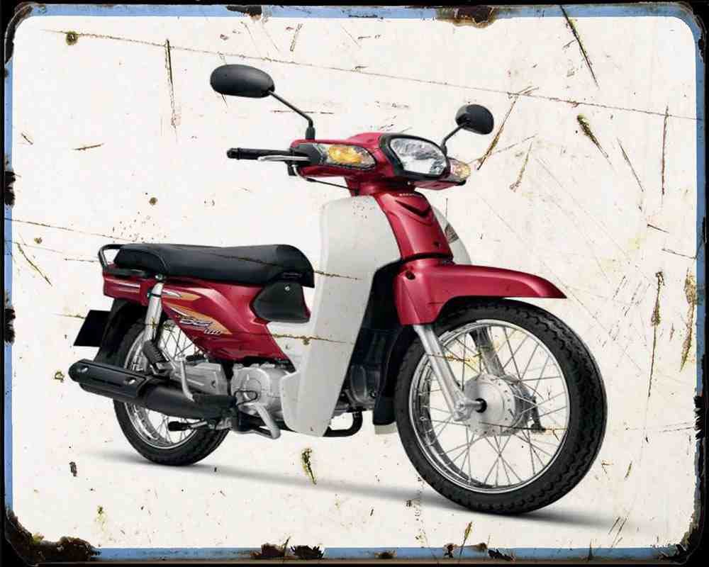 Honda C100 Ex 86 01 A4 Photo Print Motorbike Vintage Aged
