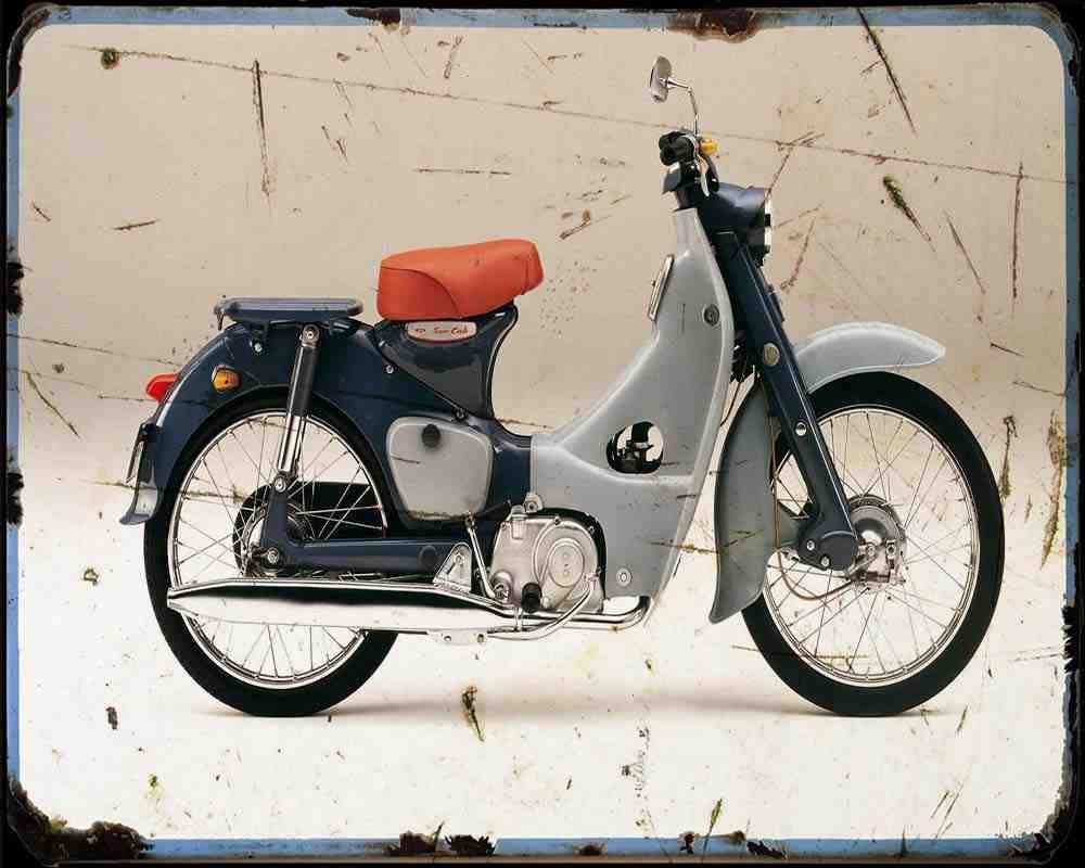 Honda C70 Cub 60 01 A4 Photo Print Motorbike Vintage Aged