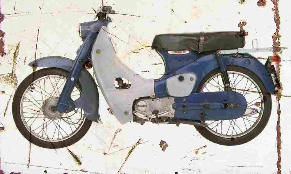 Honda CA100 SuperCub 1963 Aged Vintage A4 Photo Print