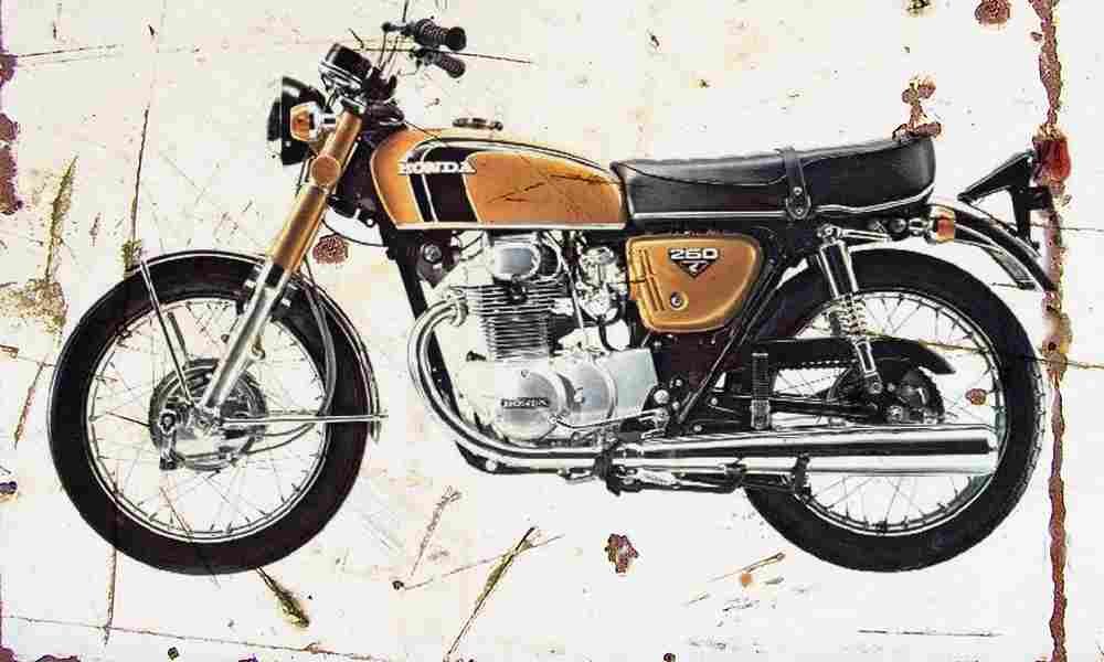 Honda CB250SS 1973 Aged Vintage A4 Photo Print