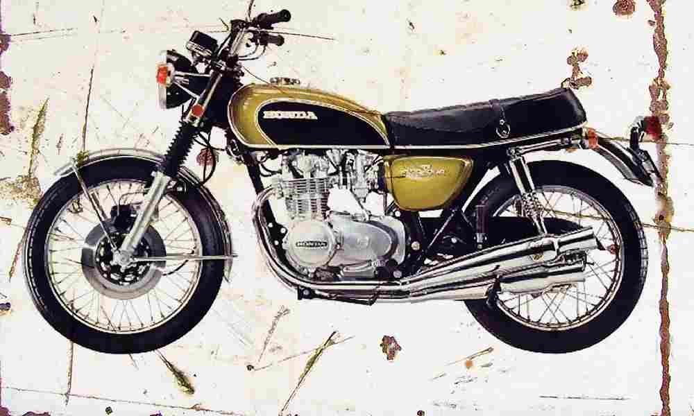 Honda CB500 Four 1971 Aged Vintage A4 Photo Print
