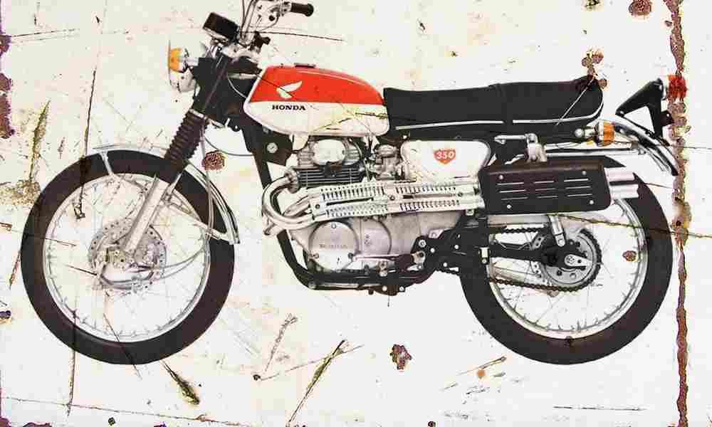 Honda CL350 Scrambler 1968 Aged Vintage A4 Photo Print