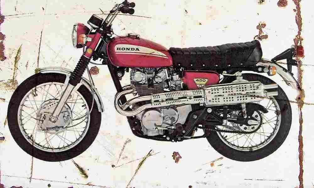 Honda CL450 1970 Aged Vintage A4 Photo Print