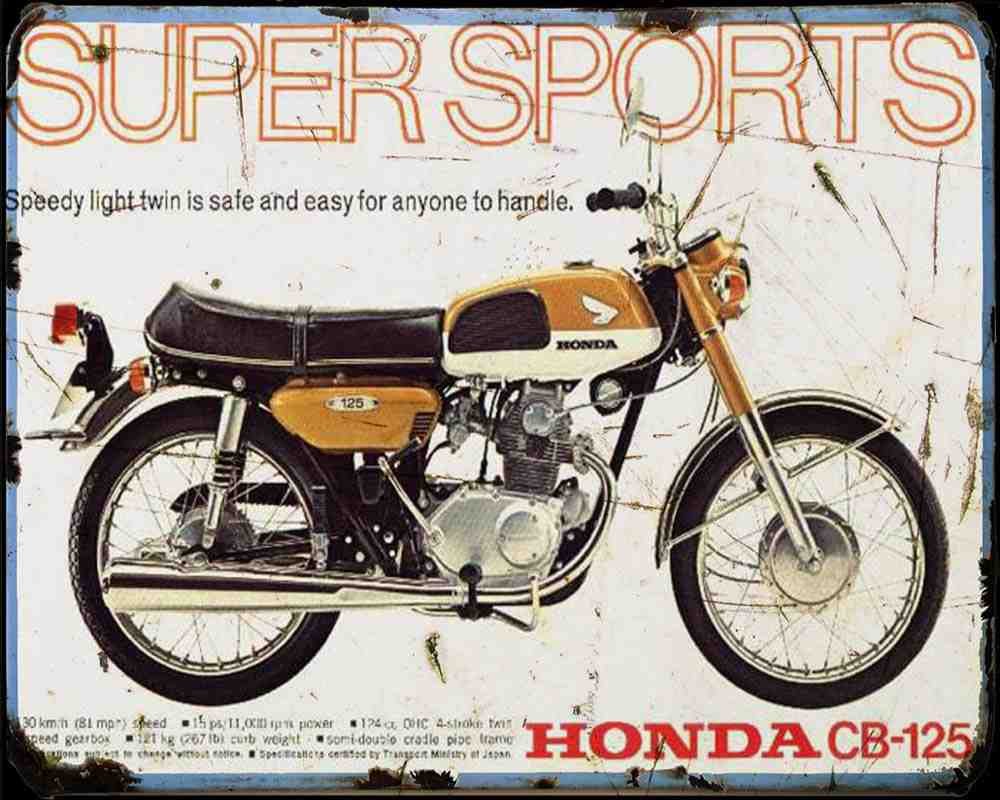 Honda Cb125 72 Motorbike Vintage Aged A4 Photo Print