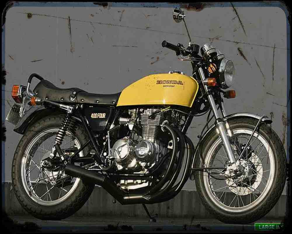 Honda Cb400F 76 Motorbike Vintage Aged A4 Photo Print