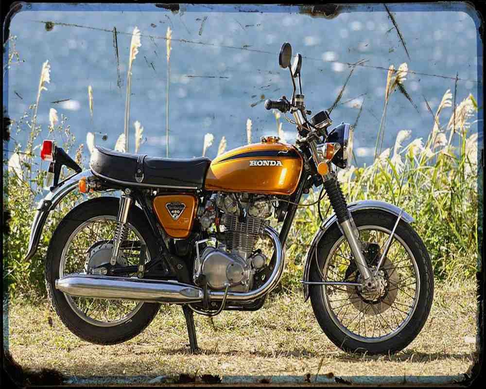 Honda Cb450 71 Motorbike Vintage Aged A4 Photo Print