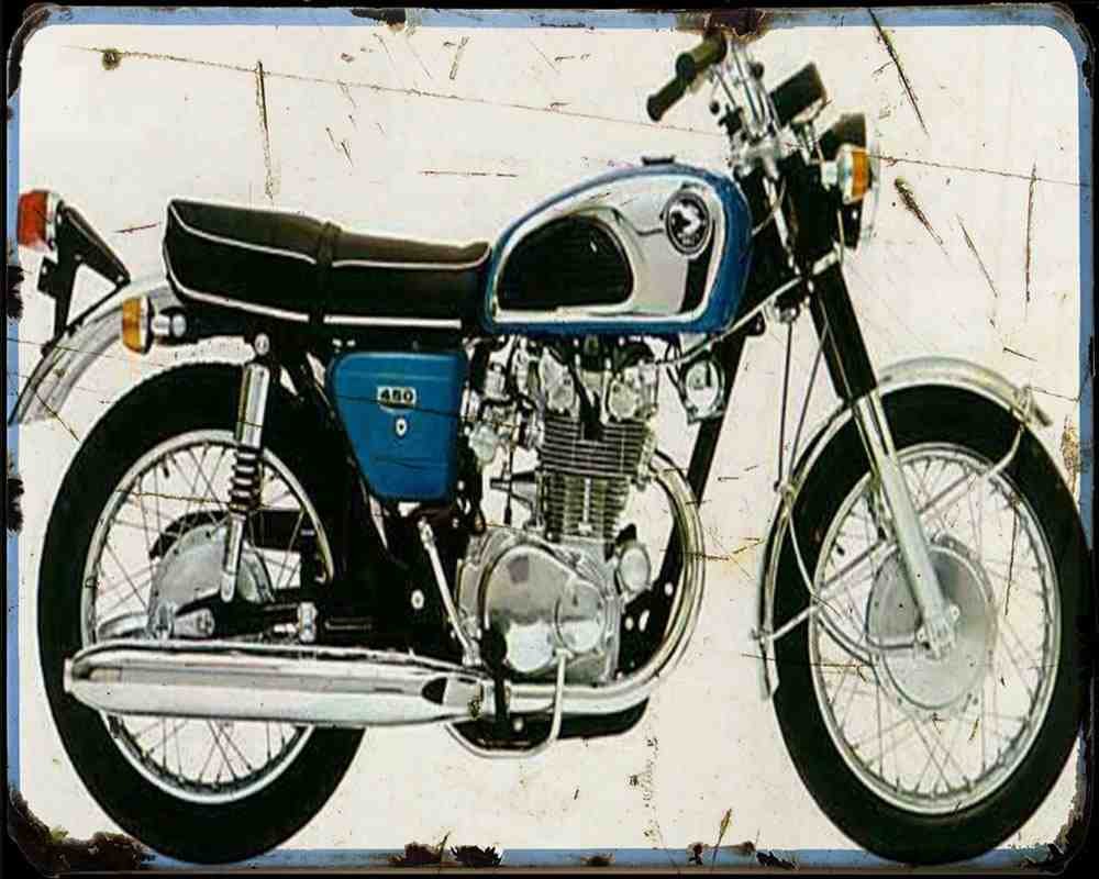 Honda Cb450K1 Motorbike Vintage Aged A4 Photo Print