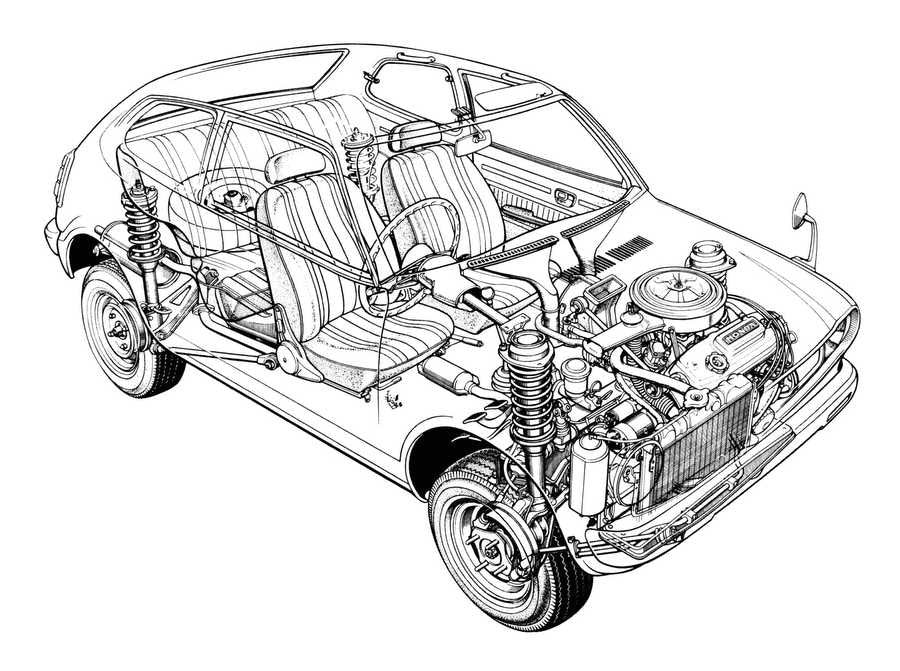Honda Civic 1972 2048x1527 cutaway A4 Photo Print
