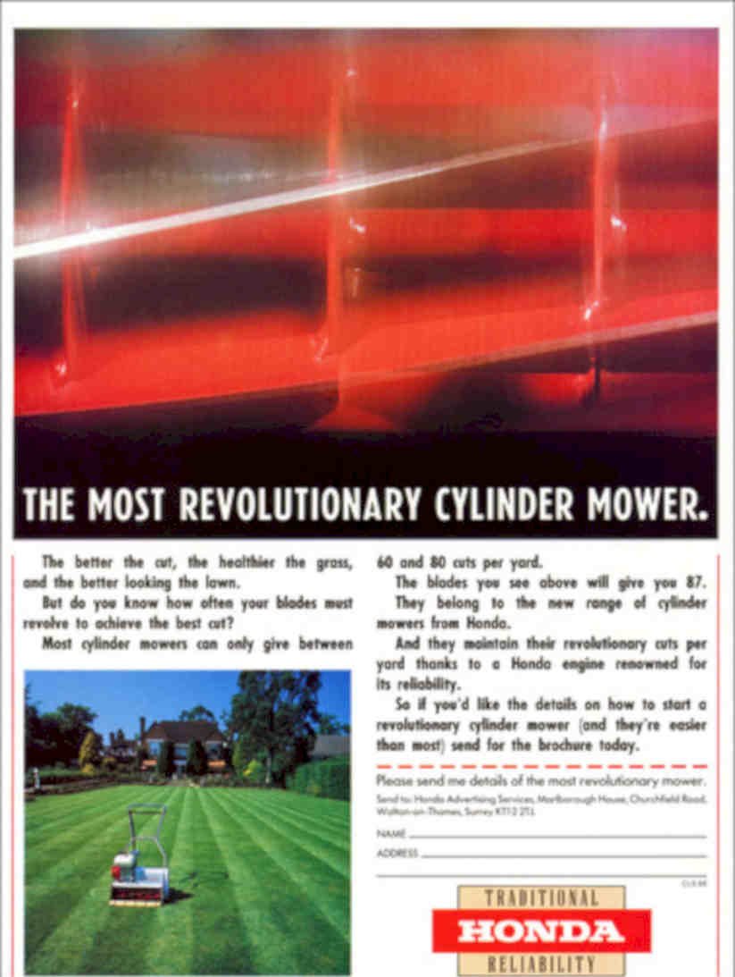 Honda Cylinder Mower Vintage Retro Advert Poster A4 Photo Print