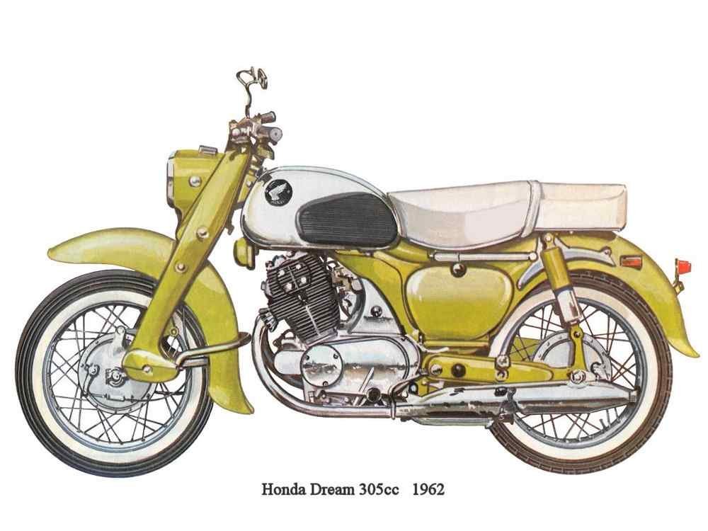 Honda Dream 305 1962 motorbike A4 Photo Print