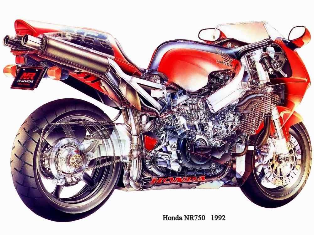 Honda NR750 1992 ghosted motorbike A4 Photo Print
