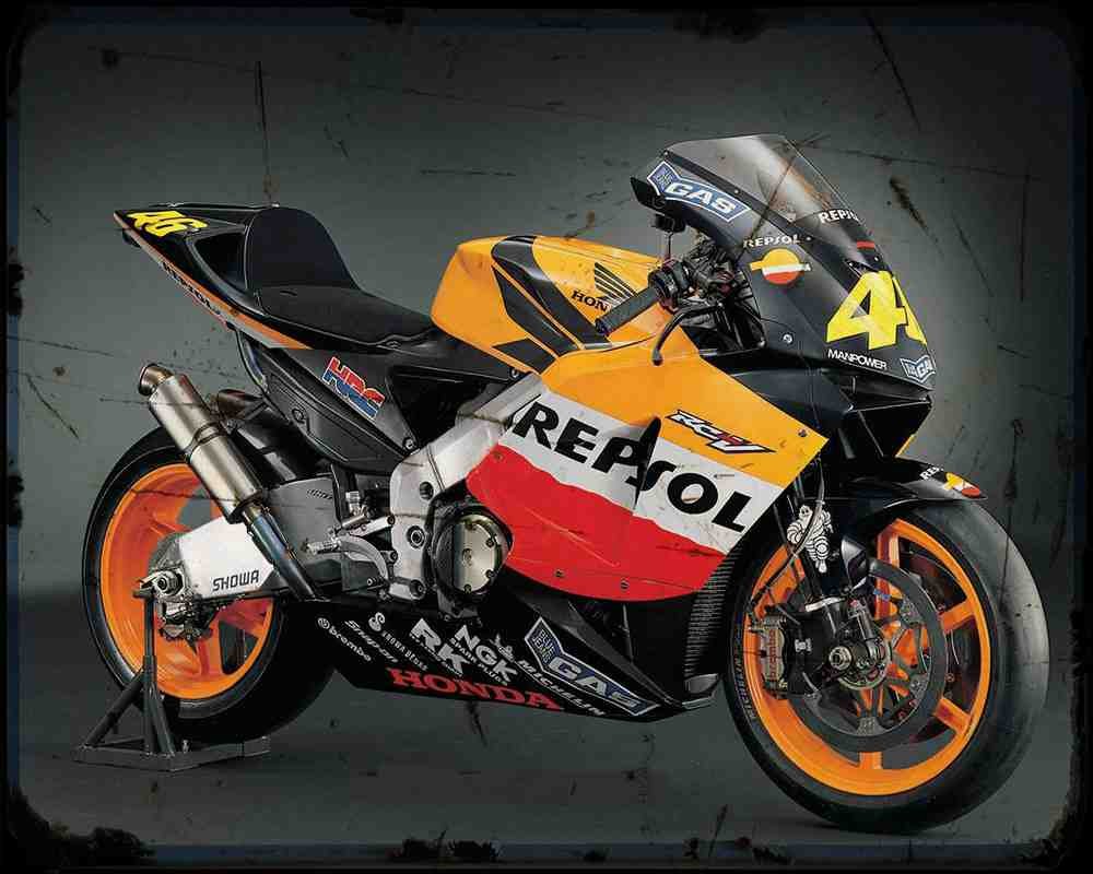Honda Rc211V 3 Motorbike Vintage Aged A4 Photo Print