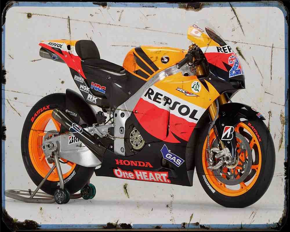 Honda Rc212V 11 Motorbike Vintage Aged A4 Photo Print