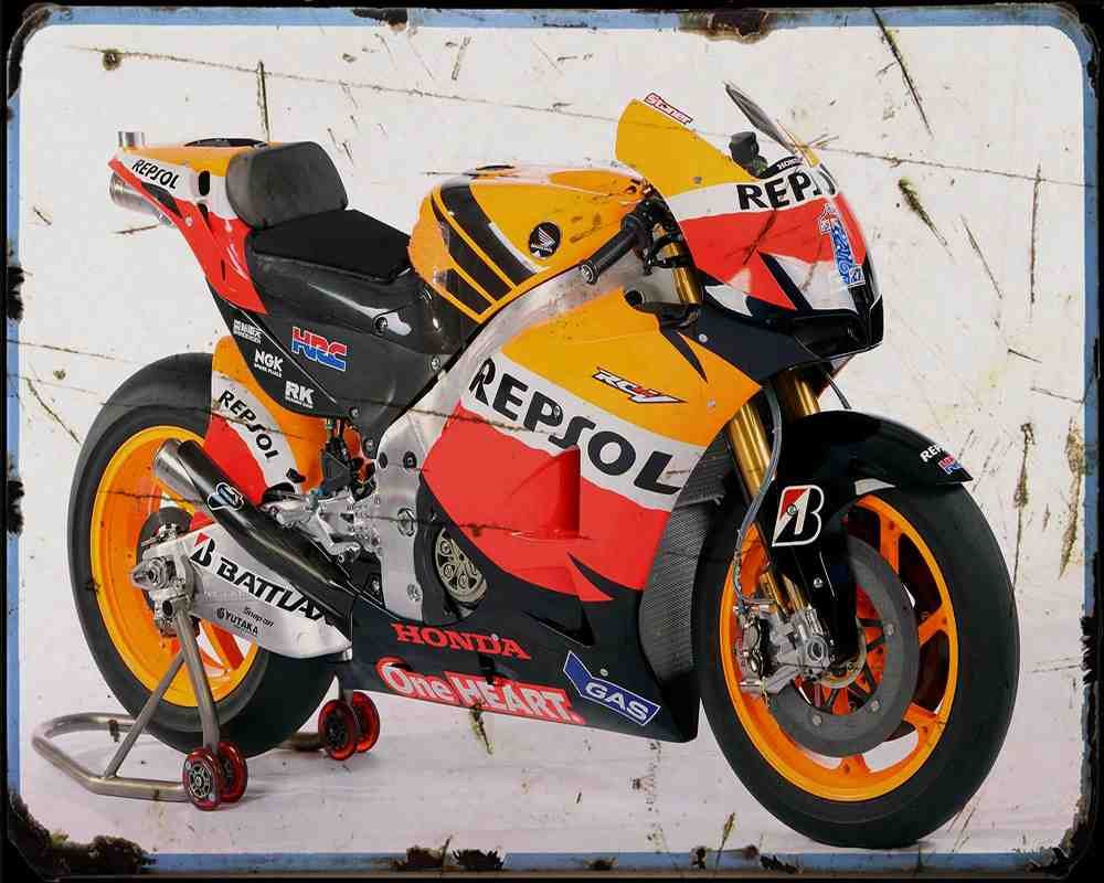 Honda Rc212V 12 Motorbike Vintage Aged A4 Photo Print