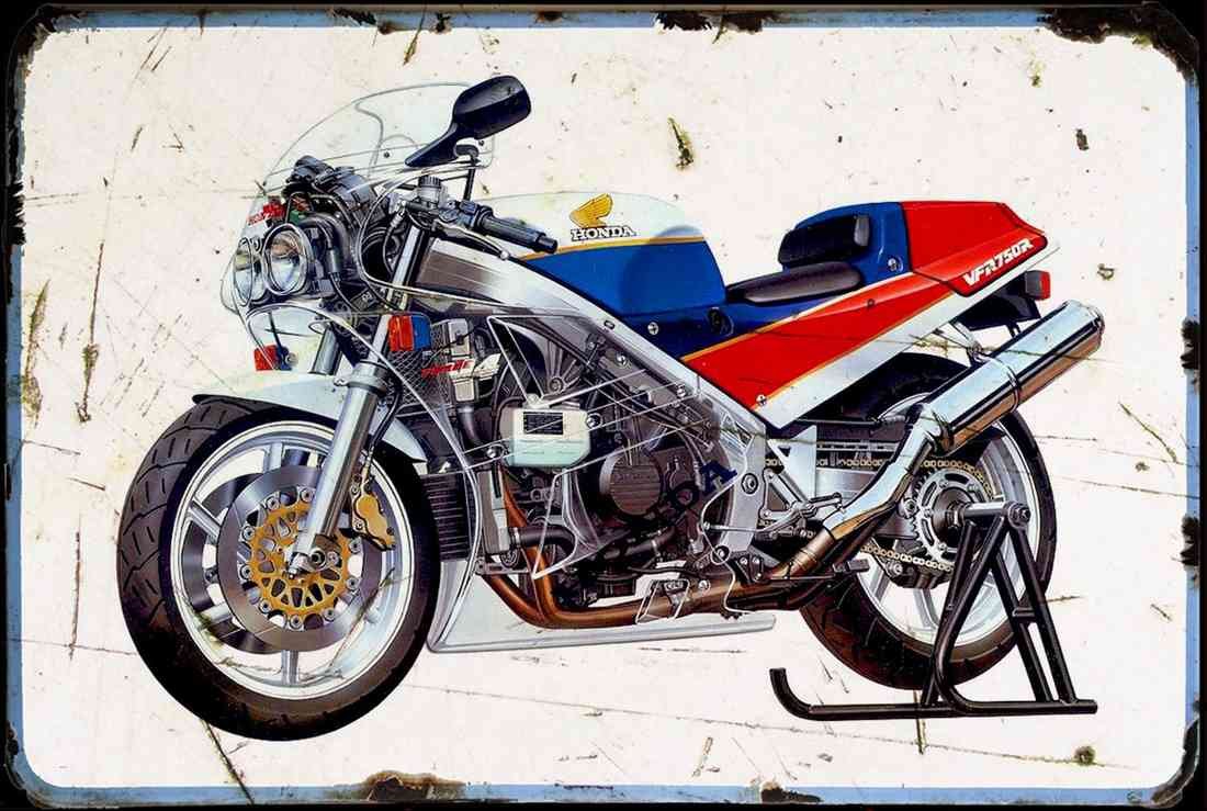 Honda VFR750R 1988 ghosted aged A4 Photo Print