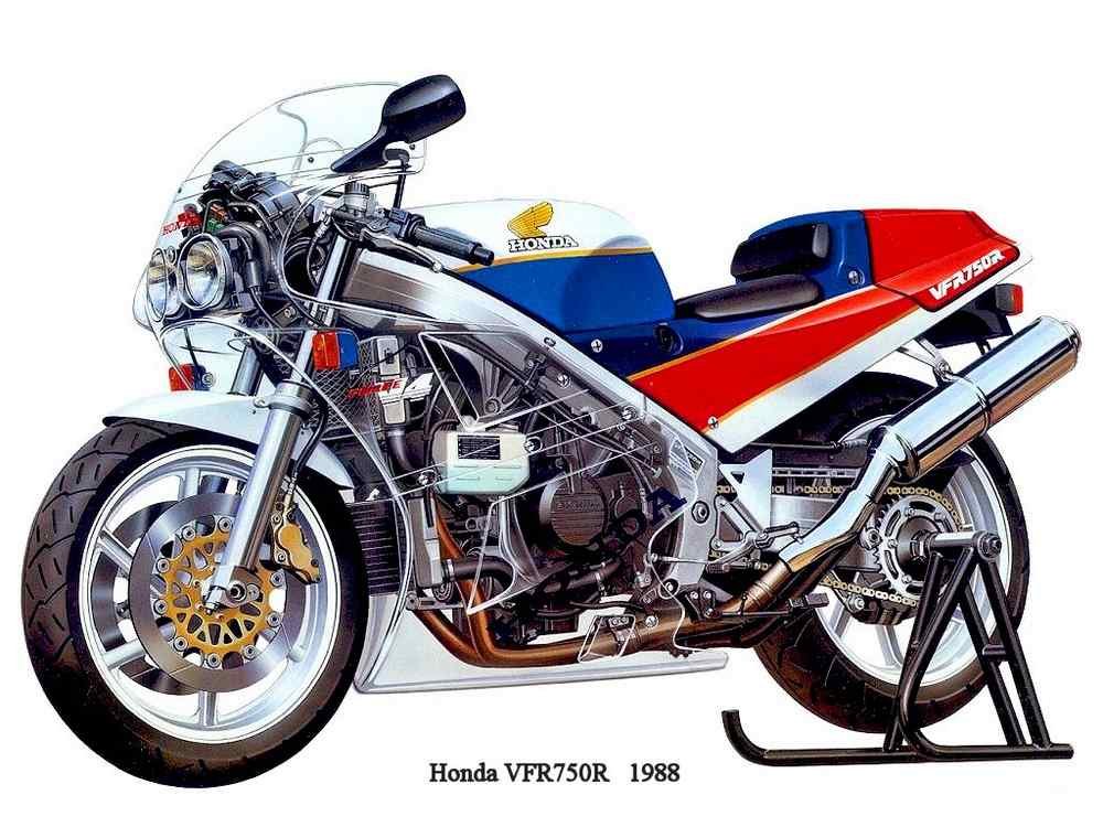 Honda VFR750R 1988 ghosted motorbike A4 Photo Print