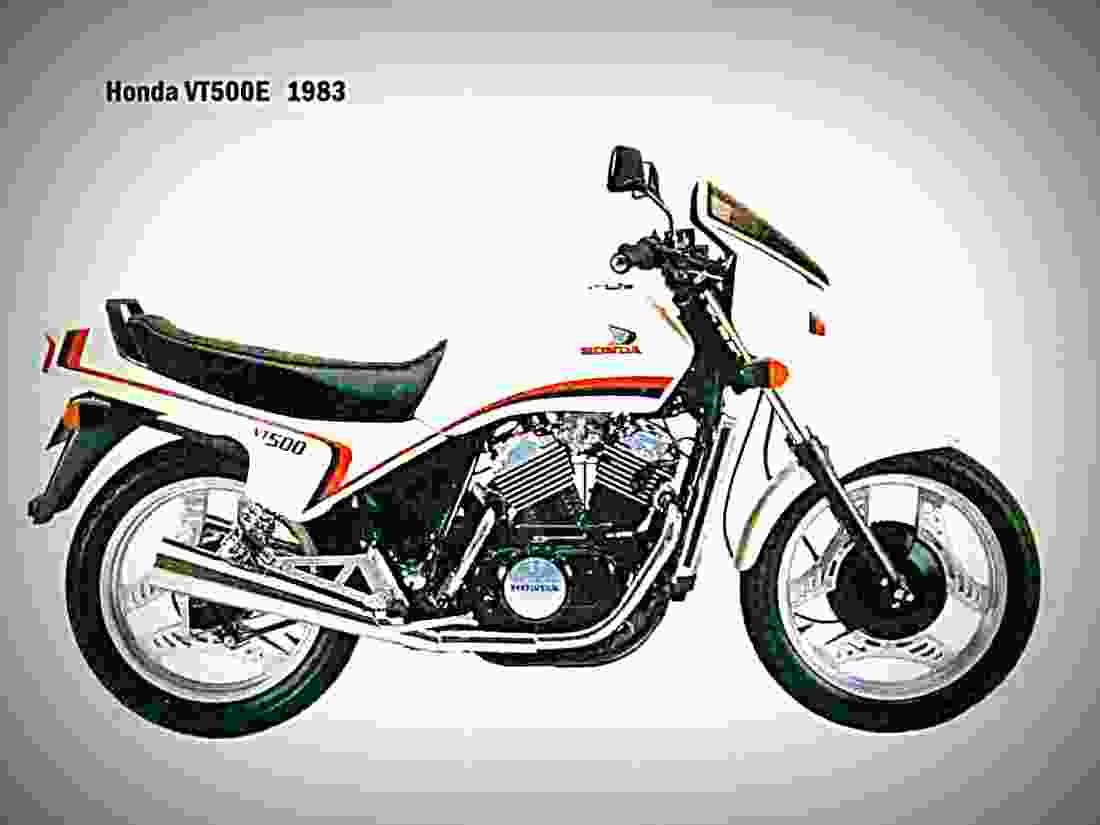 Honda VT 500 E (reduced effect) 1987 6 motorbike A4 Photo Print